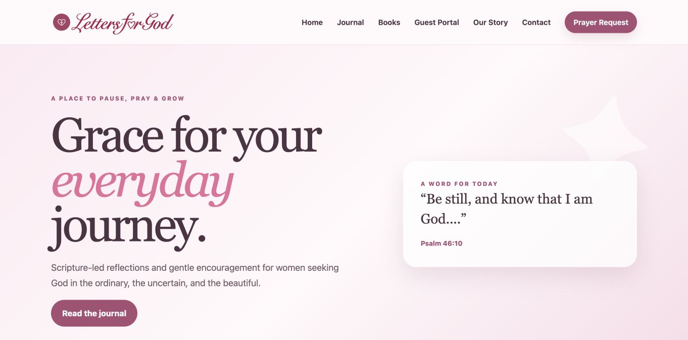 Letters for God homepage screenshot